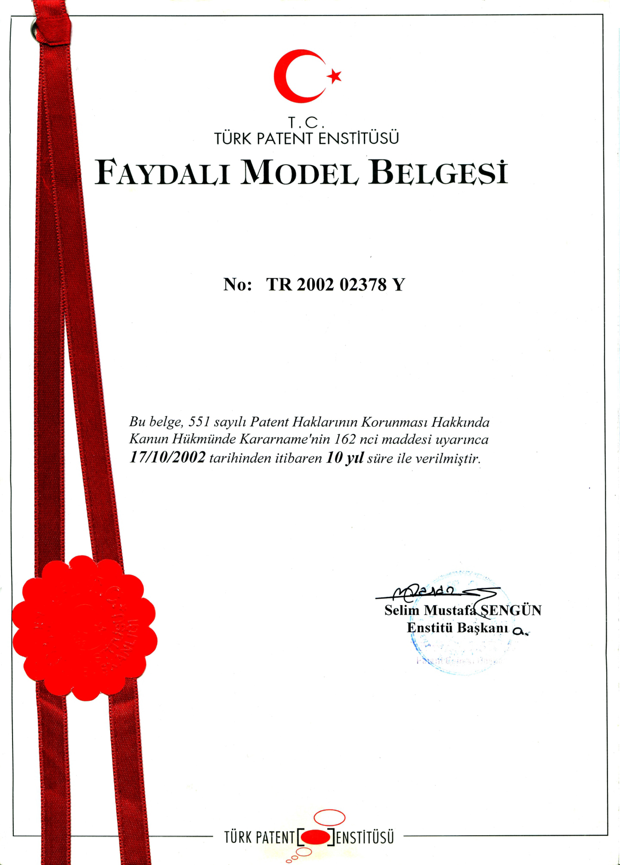 Faydalı Model Belgesi